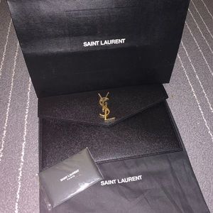 YSL Saint Laurent Black Uptown Clutch NWT